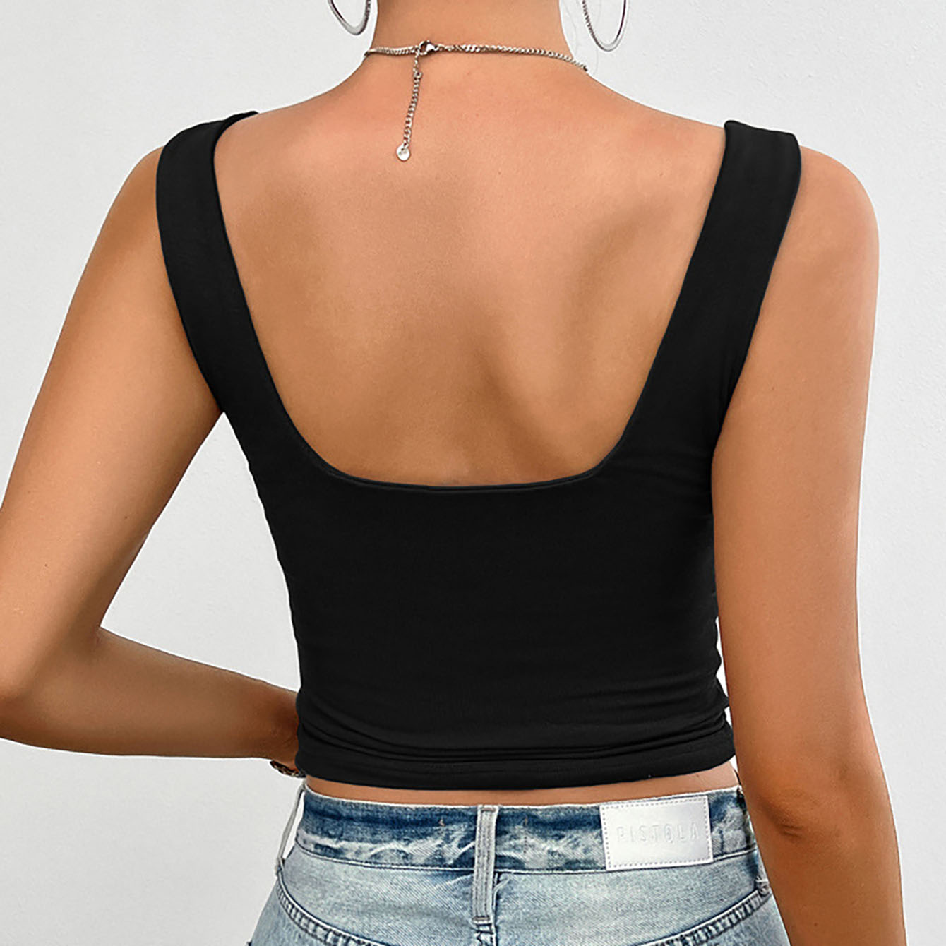 Tops 6303 Ruched Square-Neck Cropped Camisole