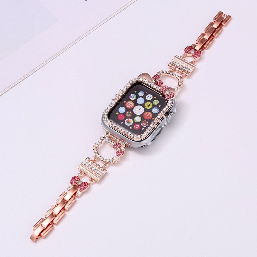 Alloy watch band KT Cat Rhinestone Metal Strap for Apple Watch All Series