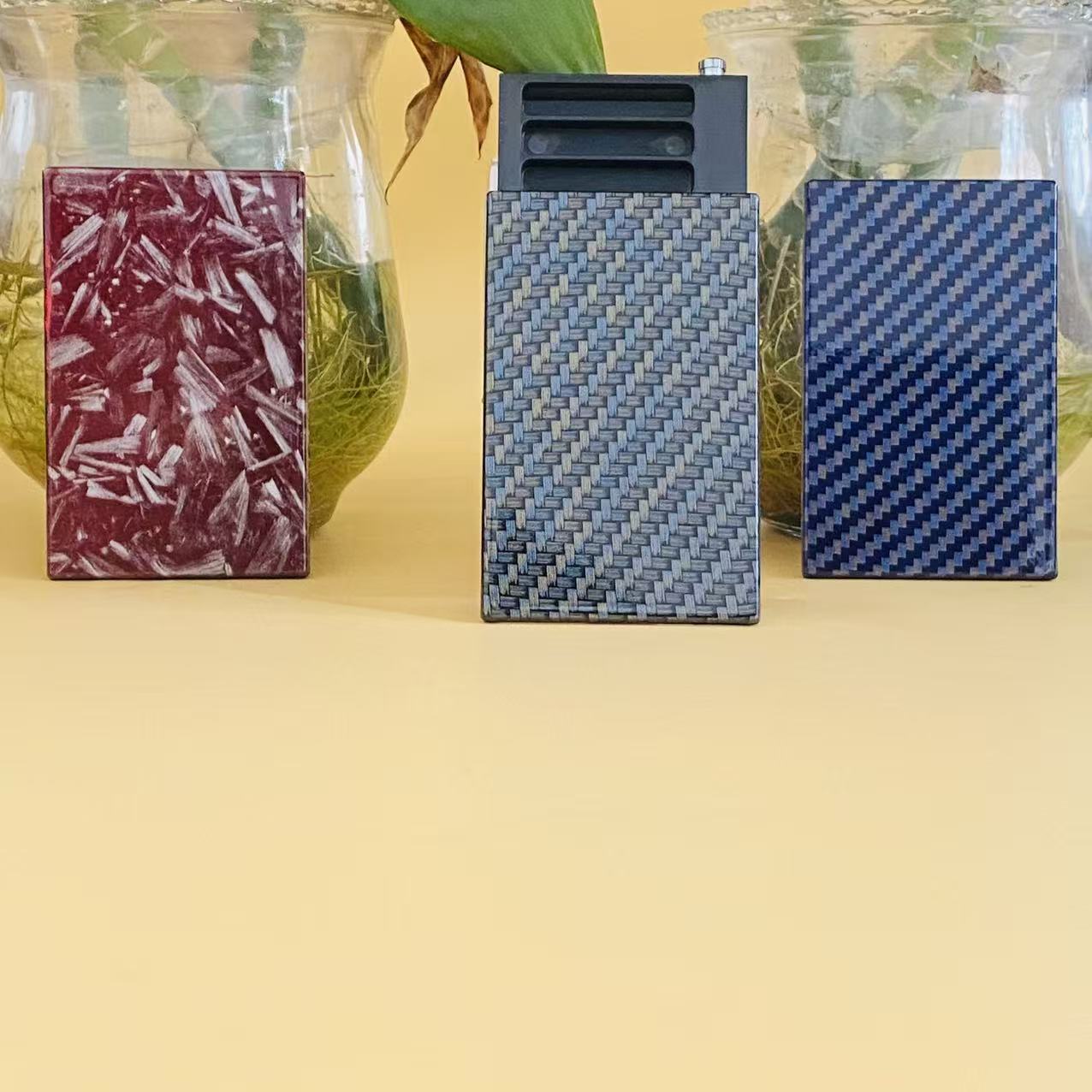Slide-Case Storage Cool Carbon‑Fiber Pattern Sliding Mini Box