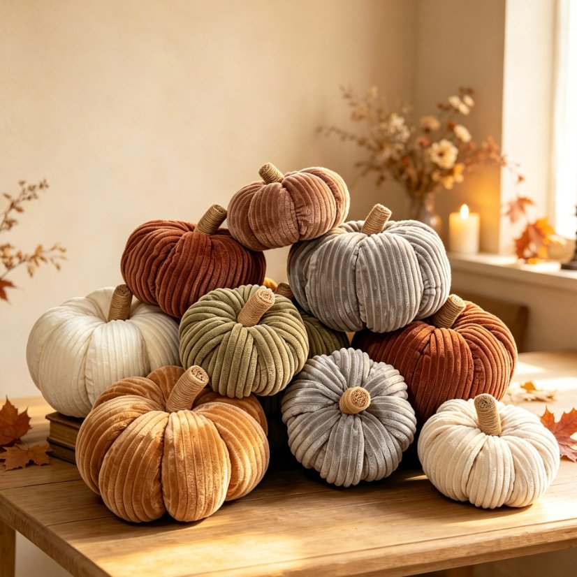 Fabric pumpkin ornament Corduroy Pumpkin