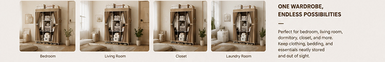 Dark Coffee Fabric Wardrobe Fabric Wardrobe – Dark Coffee Curtain Style