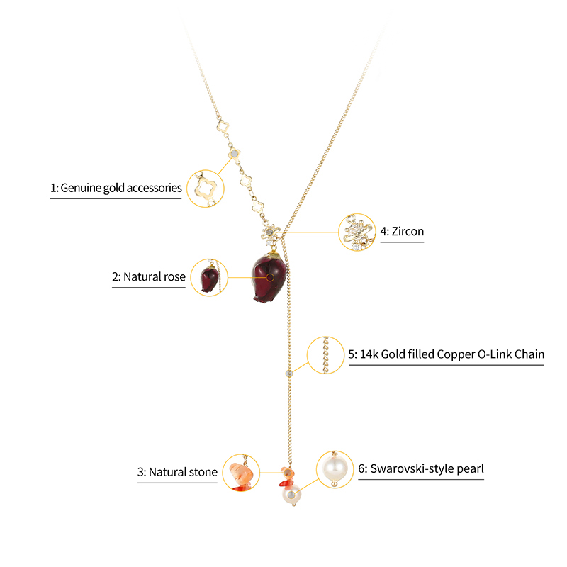 Natural Leaf Necklace European & American Style Natural Rose Freshwater Pearl Lariat Necklace