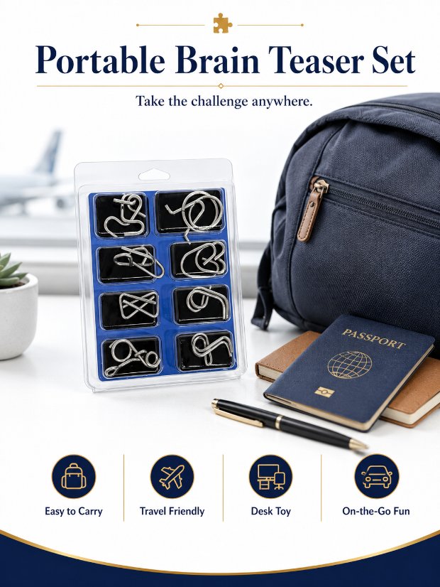 Puzzle Lock 8-Piece Set Model C of Intelligence Unlocking Puzzle Blister Pack