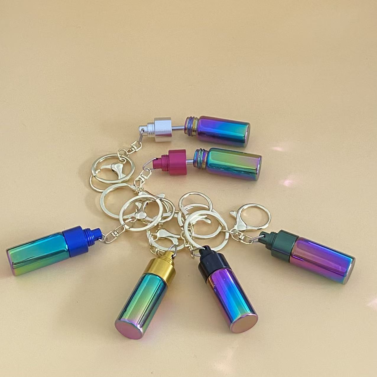 Keychain Storage Iridescent Portable Storage Tube Keychain