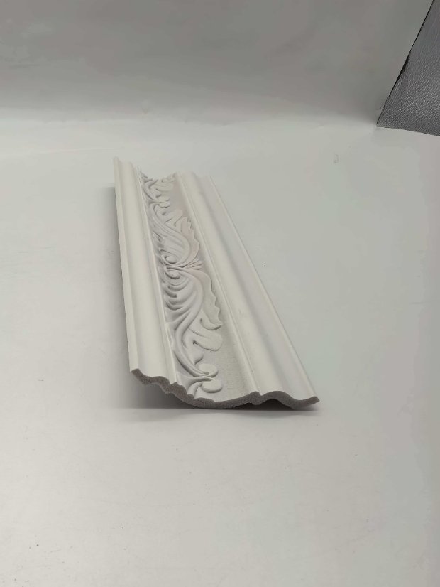 cornice PS European Scroll Embossed Crown Molding, Raw White Blank Ceiling Cornice Line