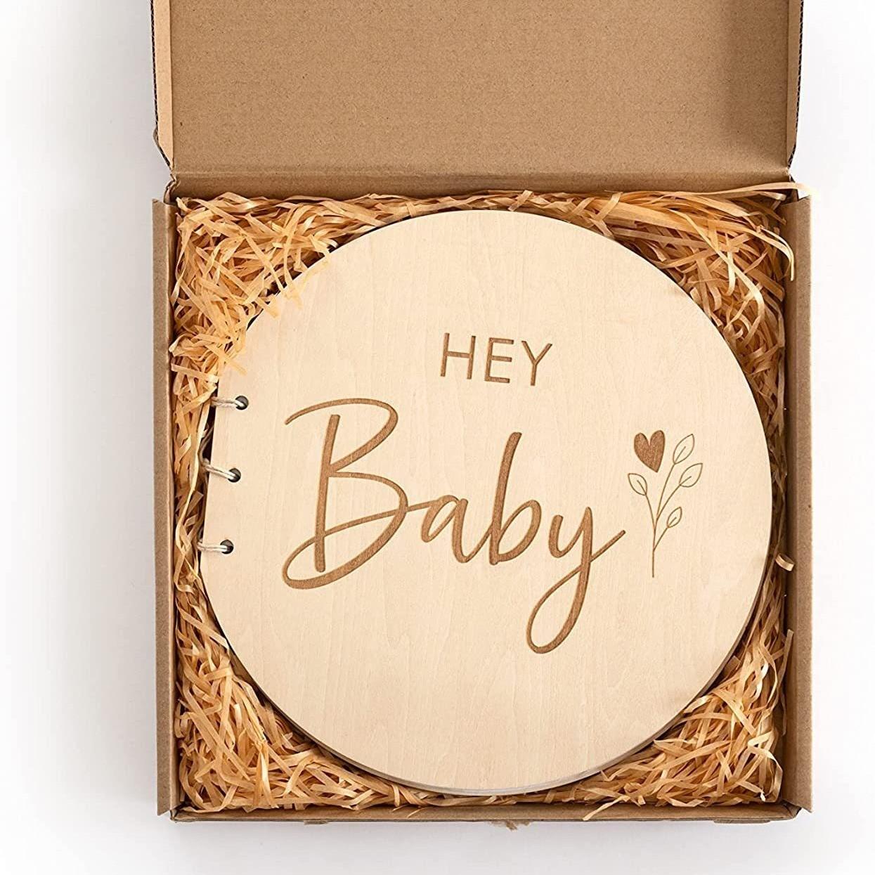Infant Baptism Wooden Cover Guest Book for Infant Baptism