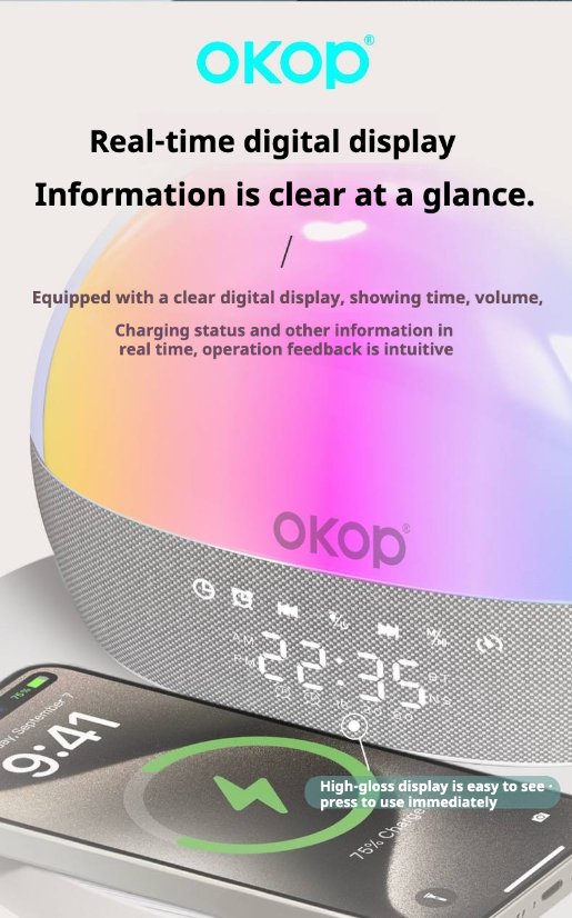 Wireless Charging Bluetooth Speaker KP-818 Wireless Charging Clock Bluetooth Speaker