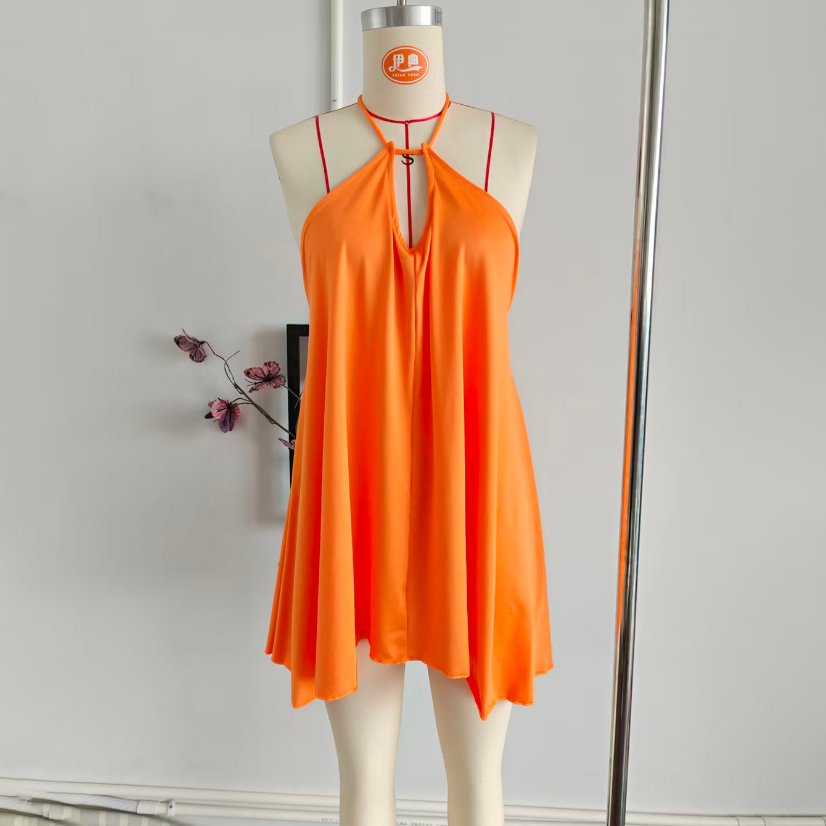 Dresses 7183 Cutout Halter Chiffon Mini Dress