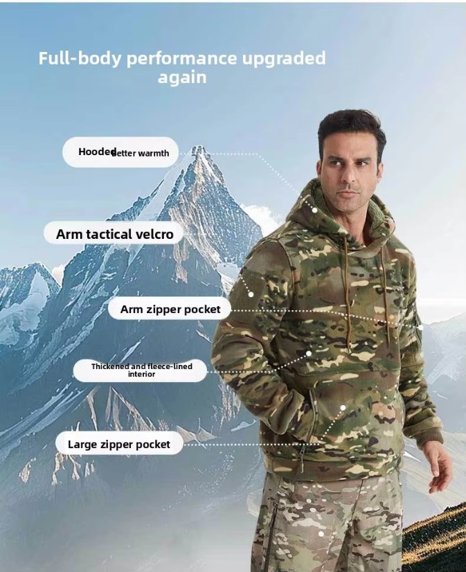 Fleece Jacket Cross-Border Exclusive Unisex Camo Fleece Jacket – Plus-Size Hooded Warm Fleece Jacket Made in China