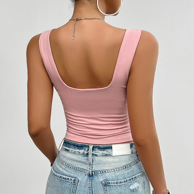 Tops 6303 Ruched Square-Neck Cropped Camisole