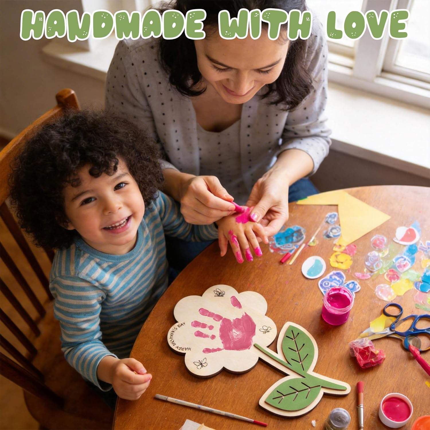 Holidays, gifts Mother's Day Craft Art Handprint Wooden Rose