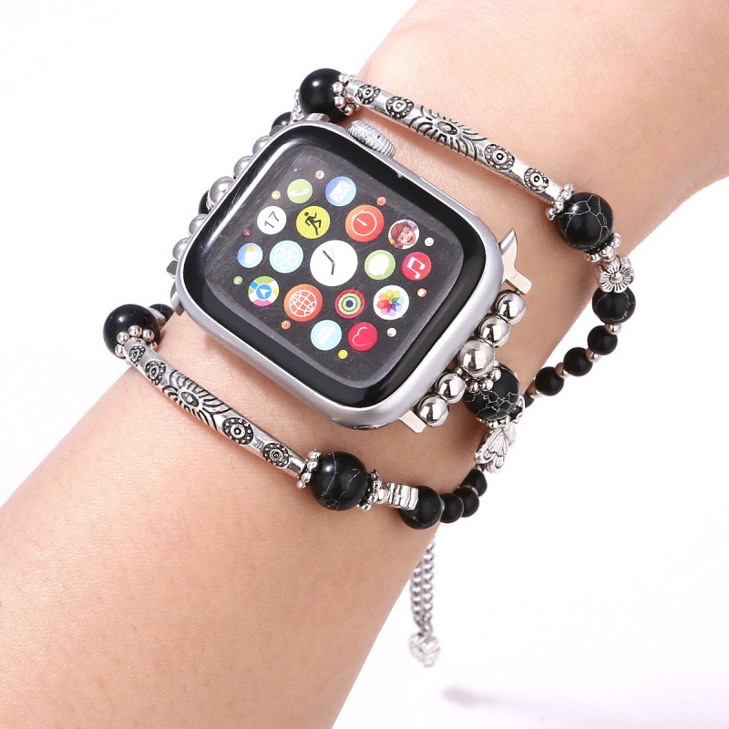 Watch strap Vintage Chanel-Style Beaded Strap for Apple Watch All Series
