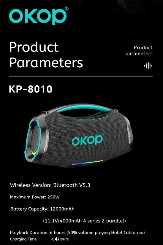Portable Outdoor Bluetooth Speaker KP-8010 Wireless Bluetooth Speaker