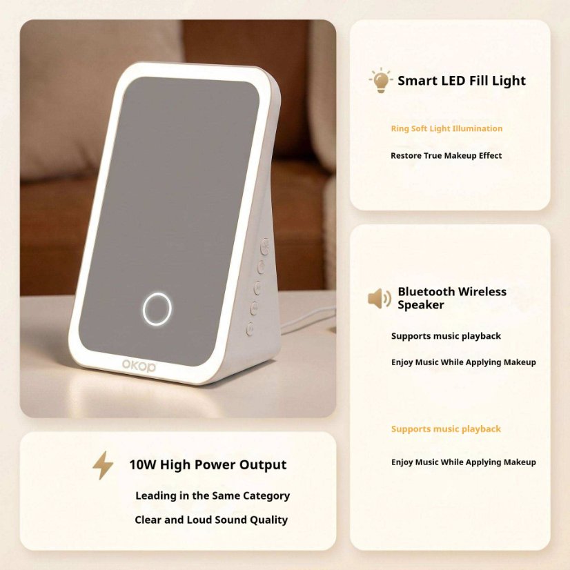 Portable Outdoor Bluetooth Speaker KP-863 LED makeup mirror wireless bluetooth speaker