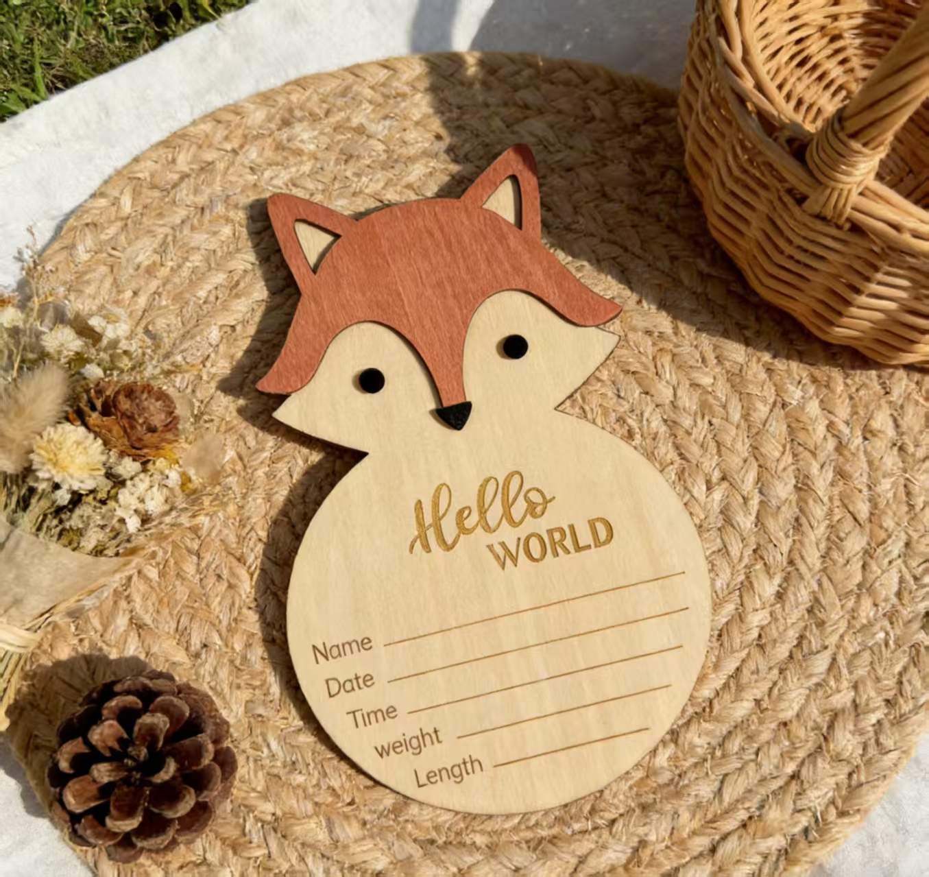 Infant Baptism Wooden Baby Bear Milestone Birthday First Birthday Photo Commemorative Prop