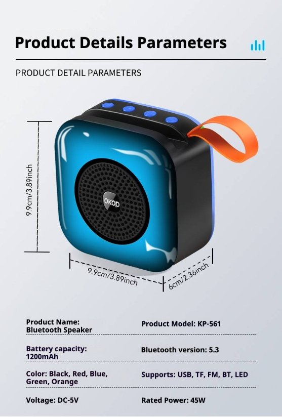 Portable Outdoor Bluetooth Speaker KP-561 Wireless Bluetooth Speaker