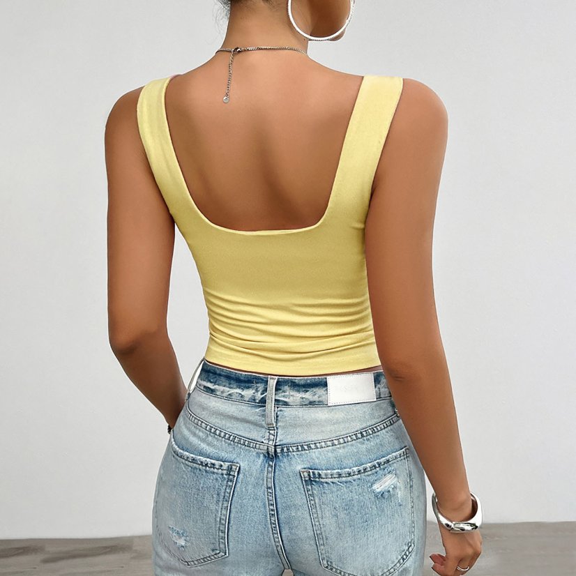 Tops 6303 Ruched Square-Neck Cropped Camisole