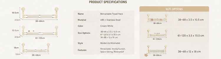 No-Drill Towel Rack Retractable Towel Rack