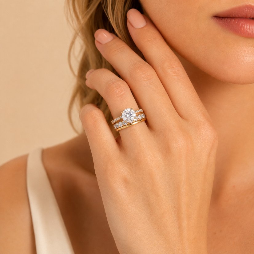 Copper Ring Brass Cubic Zirconia Solitaire Wedding Ring
