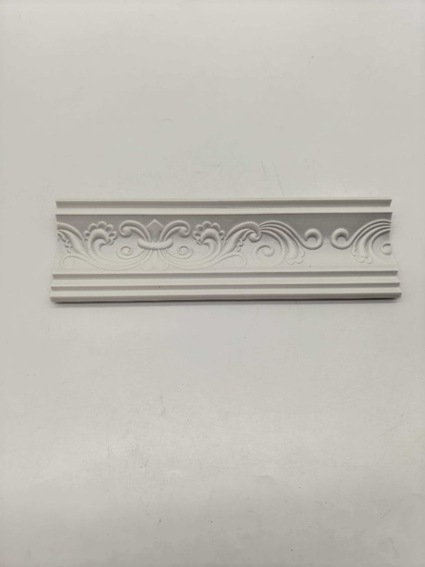 cornice PS European Scroll Embossed Crown Molding, Raw White Blank Ceiling Cornice Line
