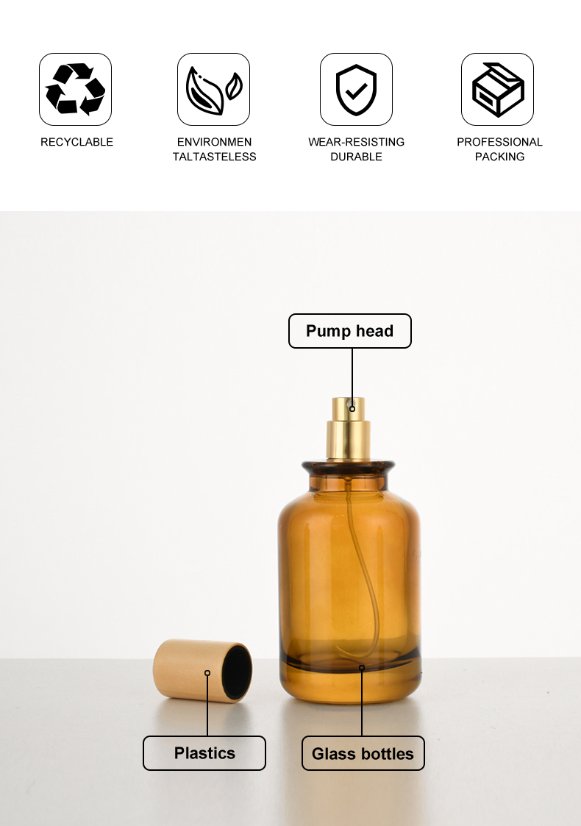 frasco de perfume 30ml / 50ml / 100ml Multi-Size Perfume Spray Bottle with Wooden Cap