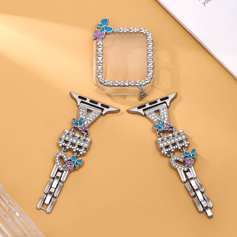 Alloy watch band 26-Letter Alphabet Rhinestone Strap Set for Apple Watch All Series