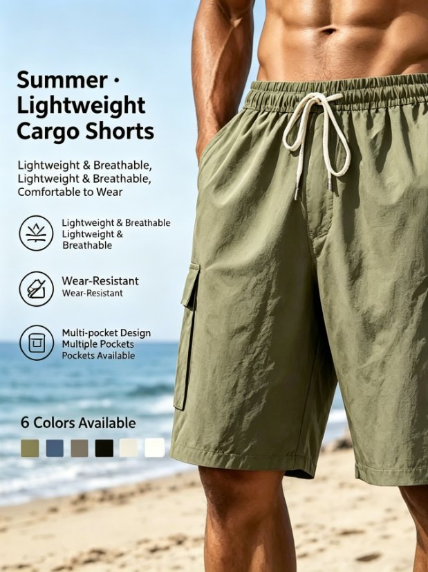 Pants XK01 Linen-Blend Cargo Shorts