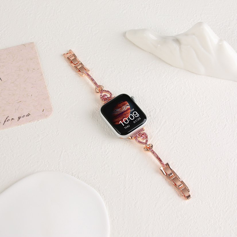 Watch strap Heart Key Rhinestone Metal Strap for Apple Watch All Series