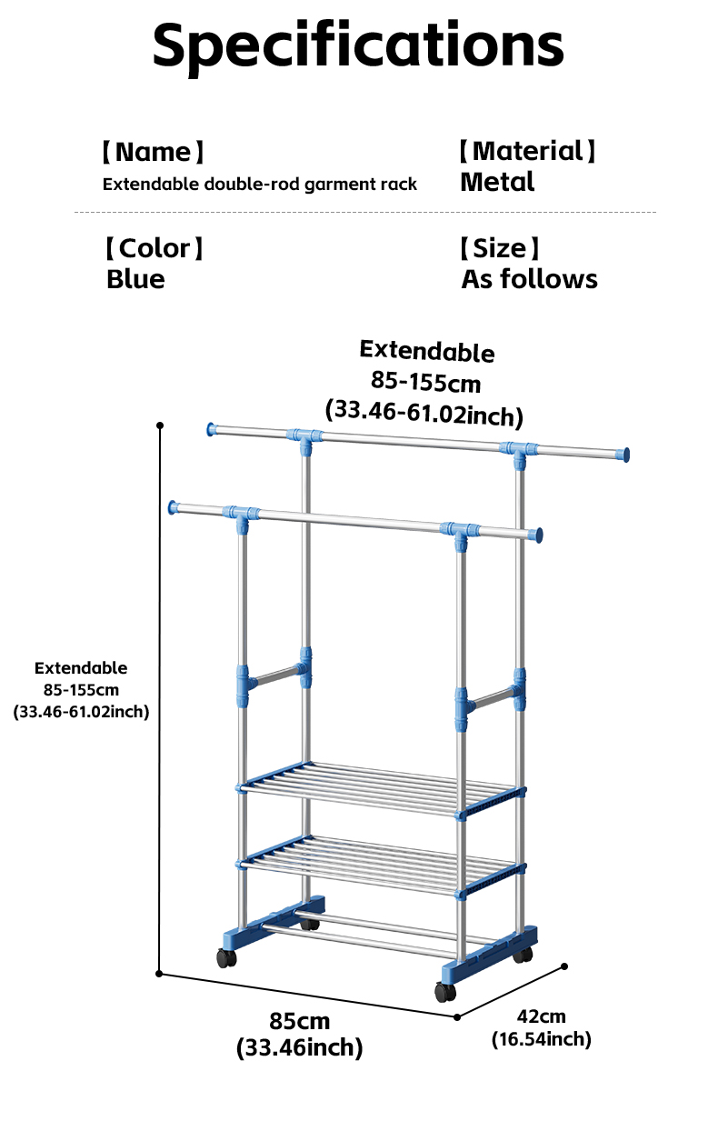 Double Rod Double Rod Multifunctional Clothes Rack