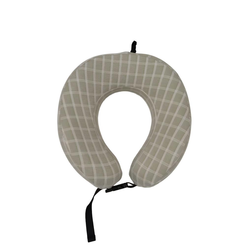 U-shaped pillow Small Grid Pattern Memory Foam Neck Pillow – Foldable & Portable