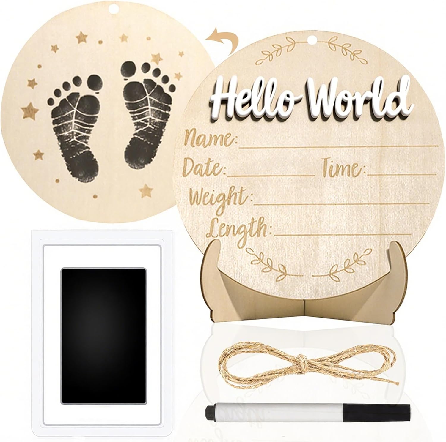 Infant Baptism Baby Commemorative Plaque Children Milestone Photo Month Wooden Disc
