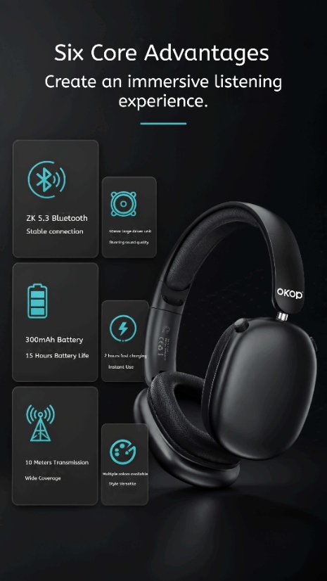 Over-Ear Headphones KP-H104 Wireless Bluetooth Headphones