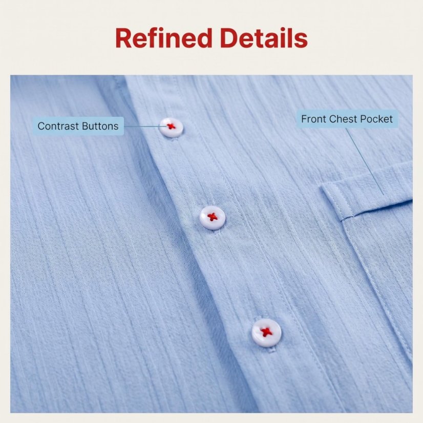 Solid Color Wave-Stripe Henley Shirt (Short & Long Sleeve)