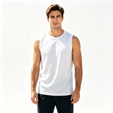 Short-Sleeve T-Shirts Men's Solid Roma-Knit Sleeveless Sports Tank Top