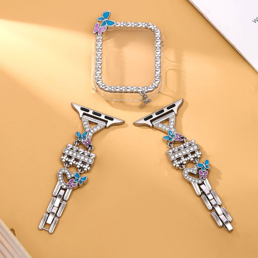 Alloy watch band 26-Letter Alphabet Rhinestone Strap Set for Apple Watch All Series