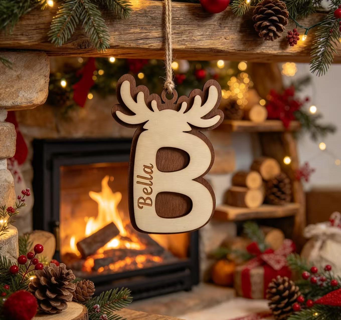 Holidays, gifts Christmas Wooden Reindeer 26 Letters Pendant