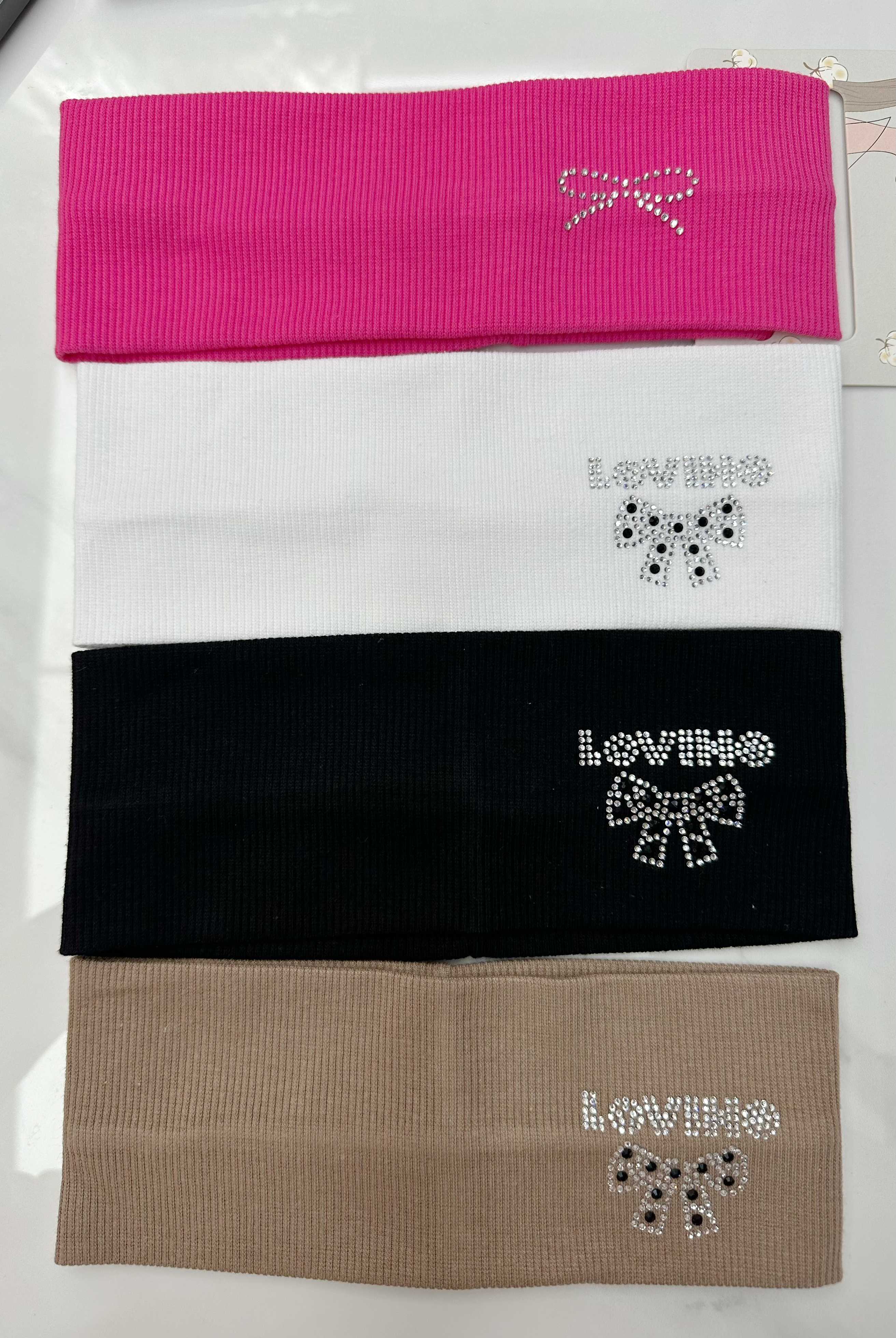Headband Knit Elastic Rhinestone Wide Headband