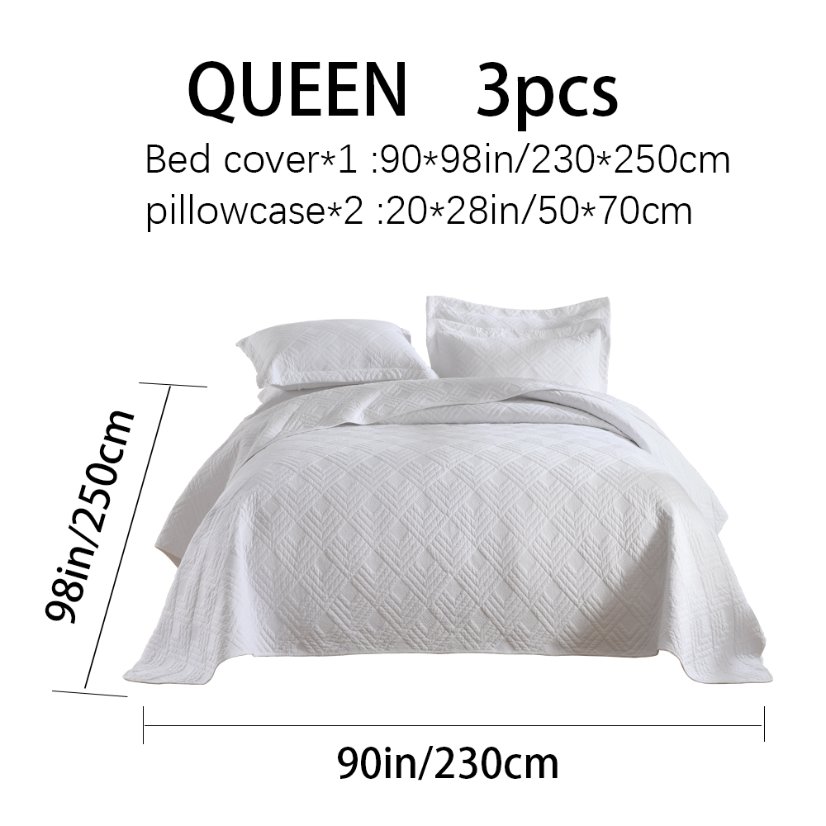 3-Piece Sets Encrypted Quilting Quilt Set Grid Embroider
