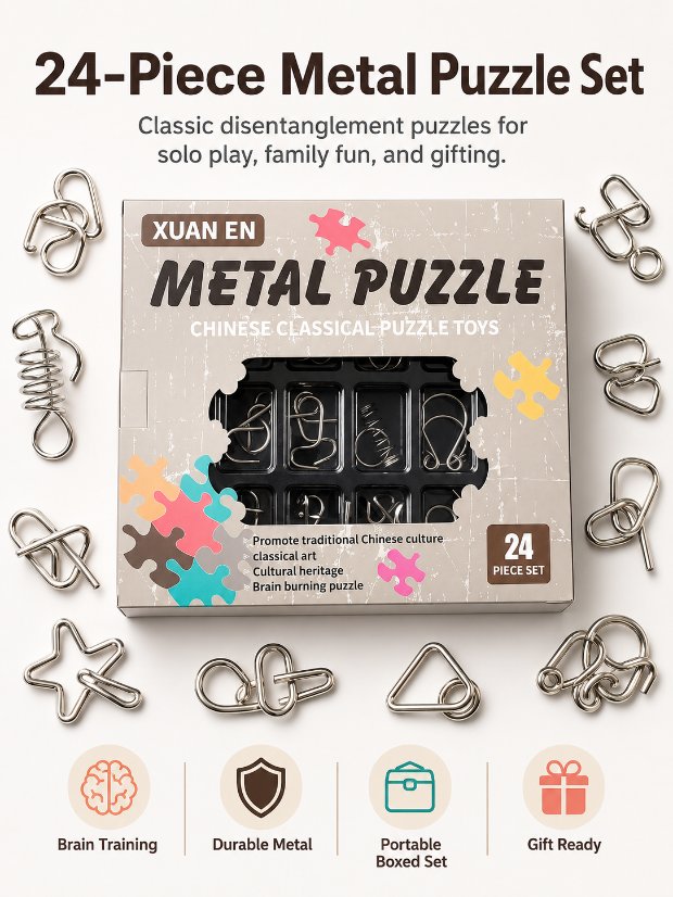 Puzzle Lock Metal Unlock Puzzle 24-in-1 Set