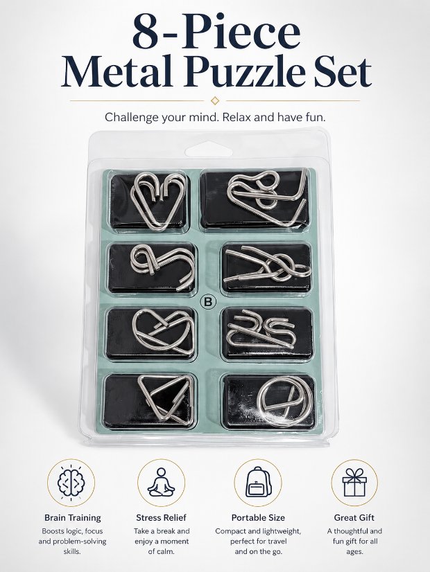 Puzzle Lock 8-piece Set B of Intelligence Unlocking Puzzle Bubble Box