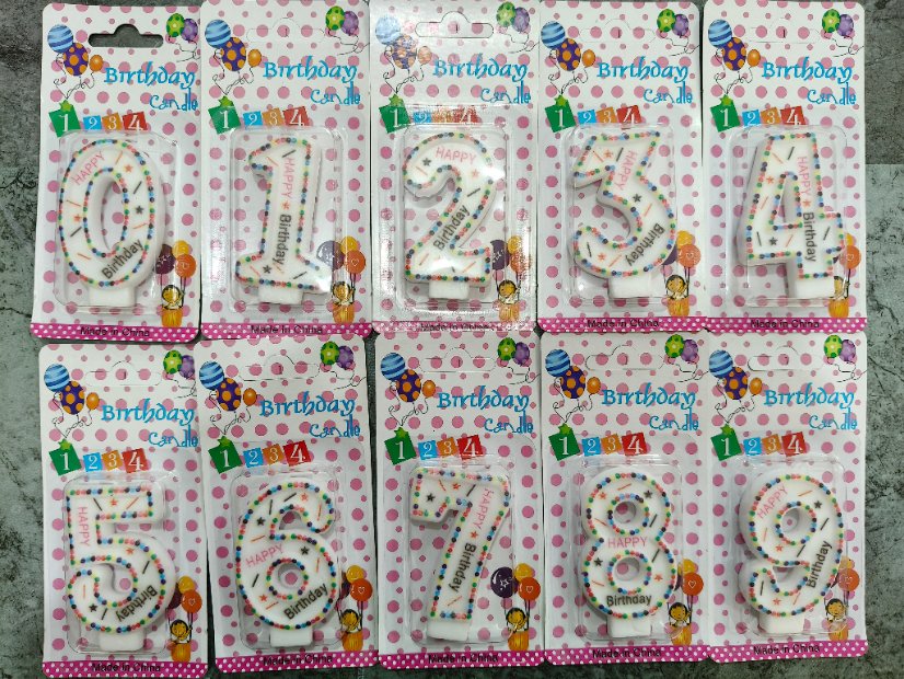Number Birthday Candles Polka-Dot Happy Birthday Number Candle