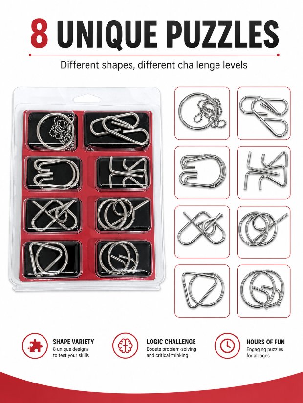 Puzzle Lock 8-Piece Set E of Intellectual Unlocking Puzzle Bubble Box