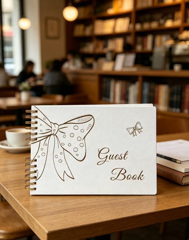 Personalized Photo Album Original Design Bow-Themed Wedding Guestbook