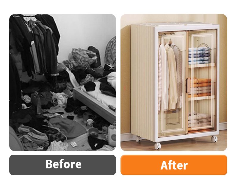 Portable Wardrobe Transparent Plastic Wardrobe