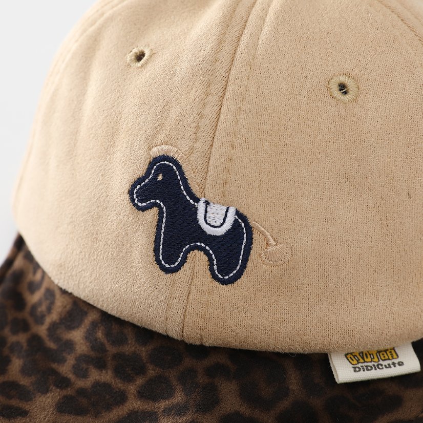 Autumn Style Suede & Leopard Print Pony Baseball Cap