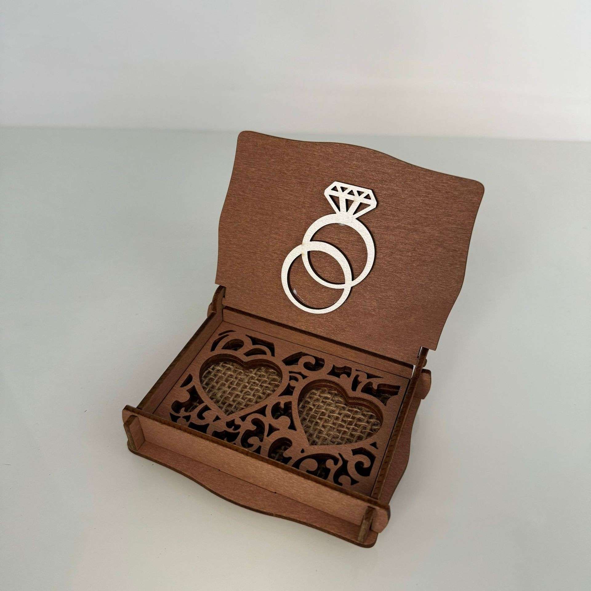 Wedding Supplies Wooden Jewelry Box Hollow Accessory Storage Ring Box