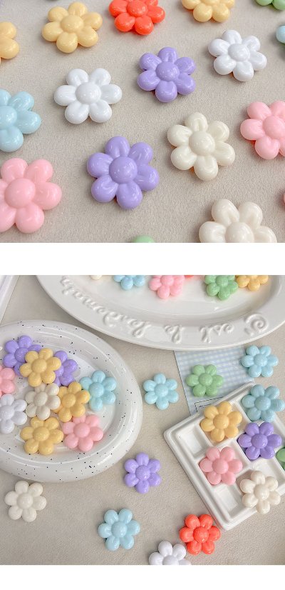 Solid Color Acrylic Beads six-petal flower-577