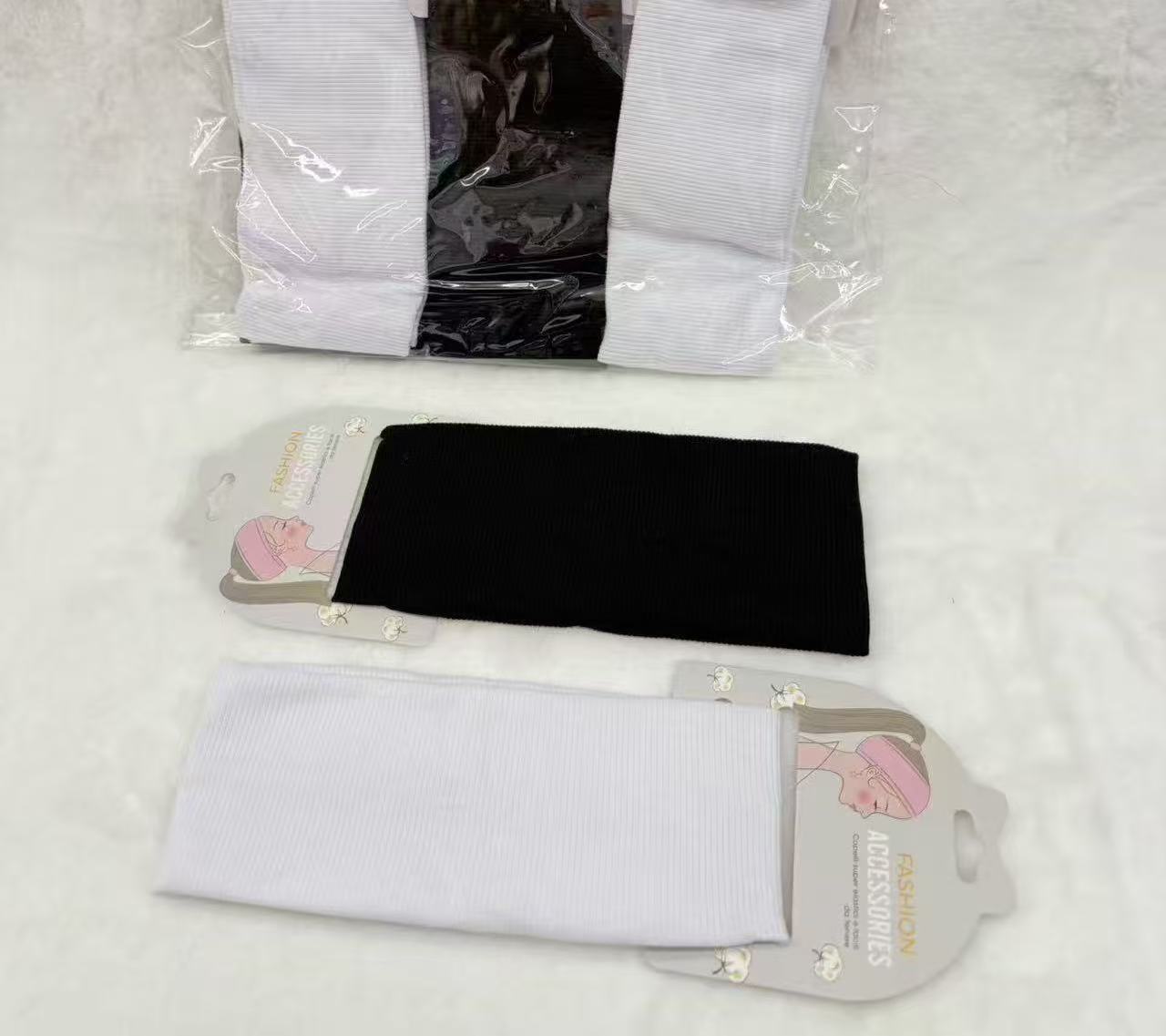 Headband Knit Elastic Rhinestone Wide Headband