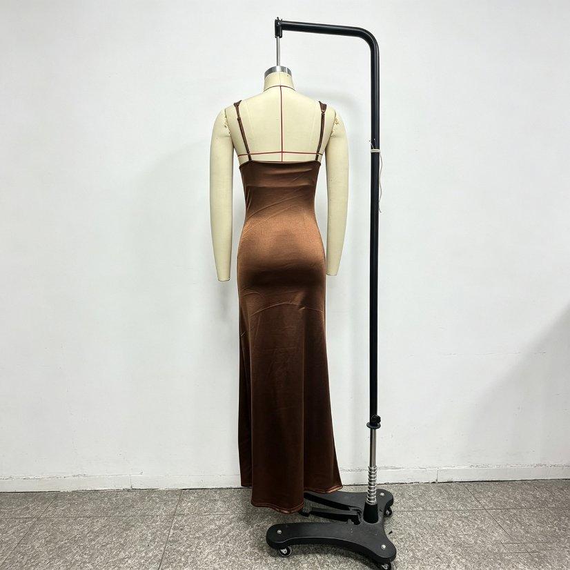 Evening Gowns 6709 Caramel Satin Square-Neck Mermaid Gown