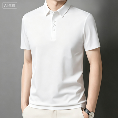 Men's Business Polos Men's Seamless Ice-Silk Printed-Placket Polo Shirt
